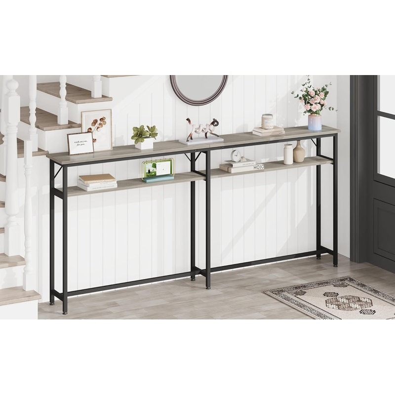 Console étroite, canapé de 5,9 pouces avec rangement, canapé étroit pour entrée, couloir, salon, vestibule, couloir, bureau gris