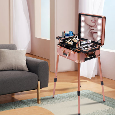 Rolling Luggage Cosmetic Trolley Case Adjustable Legs
