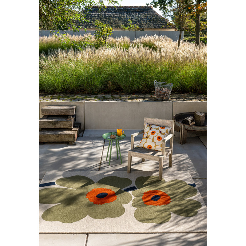 Unikko Anniversary Honey | 433001, Rectangle 4'7" x 6'7", Dusty Green