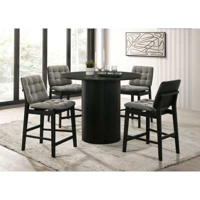 Weidar 5-Piece Round Wood Counter Height Dining Set Gray And Black