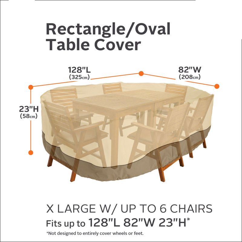 Paulding Outdoor Patio Dining Set Cover, 23" H x 82" W x 128" D