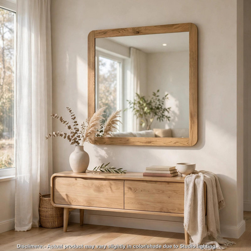 Miroir de coiffeuse Siva, cadre en chêne clair, 99 cm (39 po)