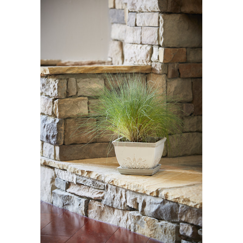 Brentwood White Ceramic Indoor/Outdoor Planters with Saucers, Set of 2