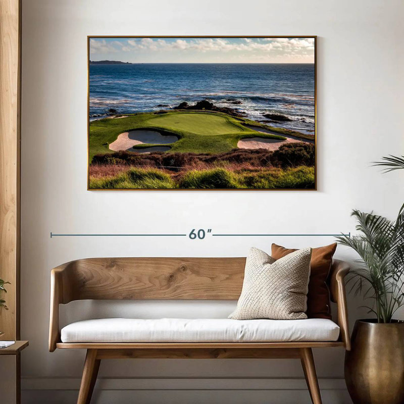 Terrain de golf California Coastline, 46 po x 31 po, Cadre flottant doré