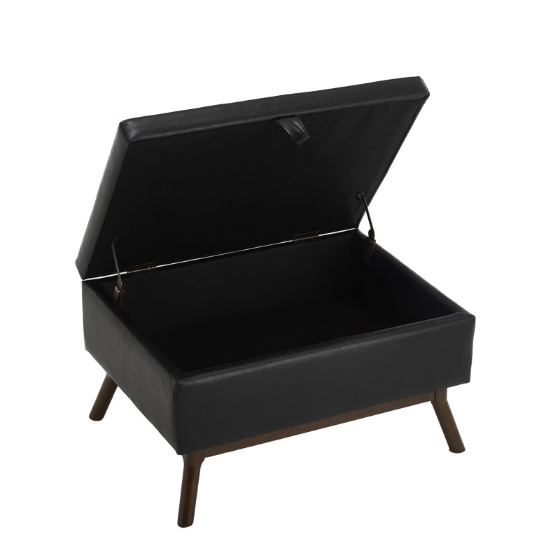 Table basse avec rangement, repose-pieds, Polyuréthane noir