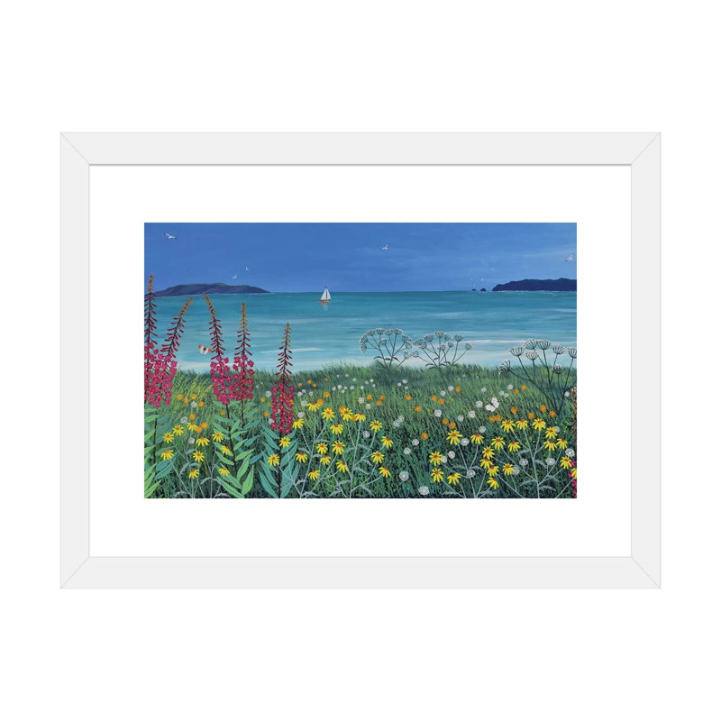 «Ocean Solace» par Jo Grundy - reproduction d'art encadrée, Blanc, Papier encadré blanc, H 24 po x l 32 po x P 1 po