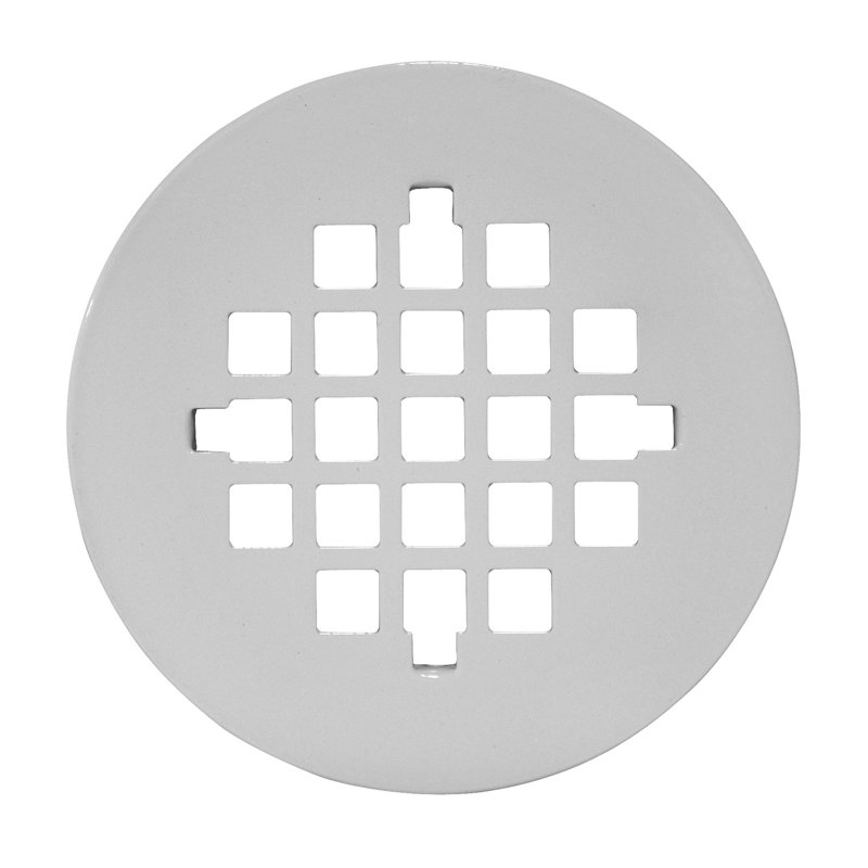 Universal 4-1/4 in. Snap-Tite Round Shower Strainer, White