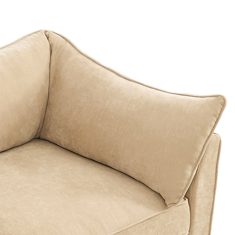 Canapé en chenille rembourré avec tiroirs sous le siège, Blé