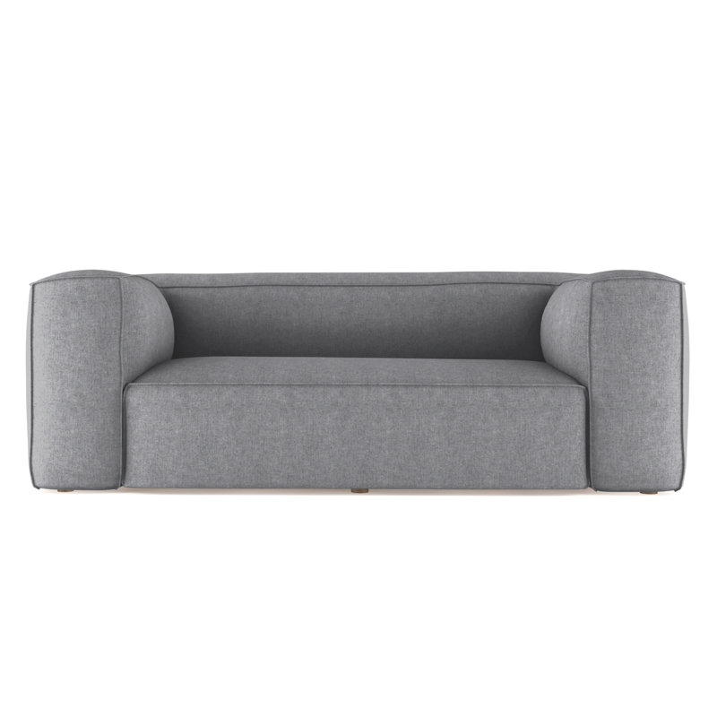 Varick Oversize Track-Arm Sofa with Flange, 30" H x 84" W x 47" D, Crushed Velvet Graphite, Dark Brown