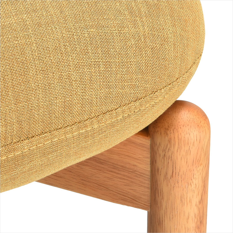 Ensemble de 2 chaises d'appoint latérales pour salle à manger, siège rembourré en mélange de lin jaune classique, structure en bois massif avec base en croix, l 19,7 po x l 22 po x H 31,7 po