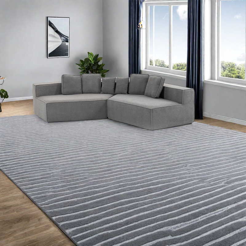 Canapé modulaire spacieux et moderne, velours en peluche confortable, idéal pour un usage familial