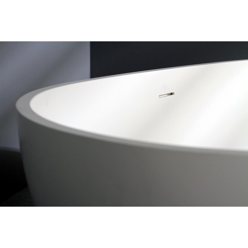 Baignoire autoportante à double extrémité en forme d'œuf à double face avec bonde 59 po Kingston Stone
