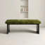 Banc rembourré vert en bois massif-2132019542
