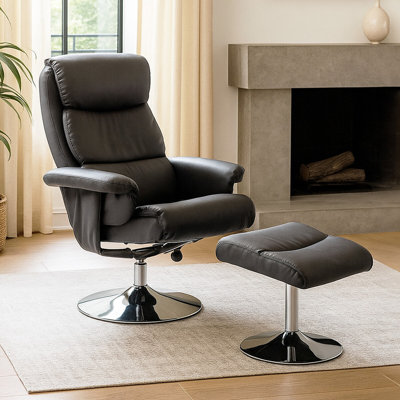 Leather Effect Reclining Chair And Footstool