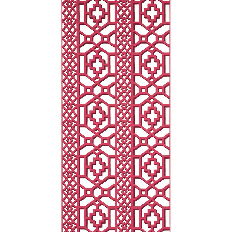 Papier peint treillis Zanzibar, Rouge laqué