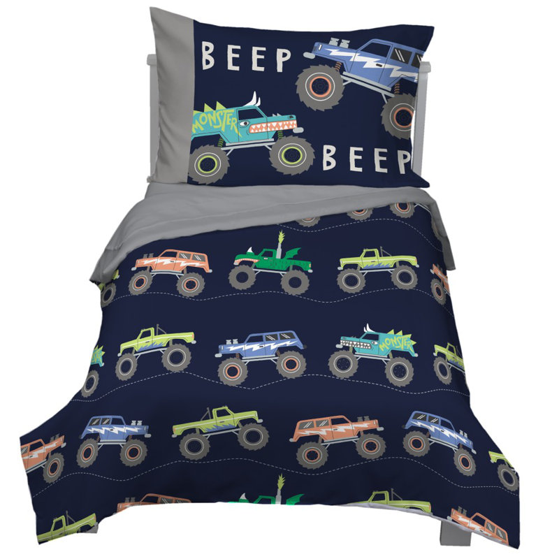 Ensemble de lit pour tout-petits de 4 pièces à motif de camions de NoJo Carter 