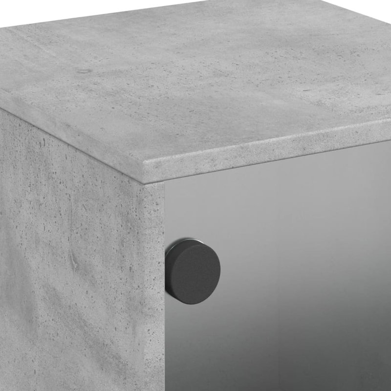Genagra 35cm W Steel Bedside Table, Concrete Grey, Set of 2