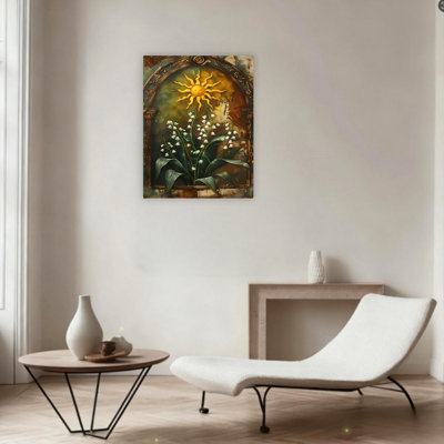 Taurus Sign Mystical Folk Unframed Canvas Wall Art  24" X 36"