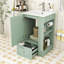 Meuble-lavabo compact avec lavabo en céramique, tiroir de rangement à fermeture en douceur, tablettes ouvertes et barre à serviettes-593527655