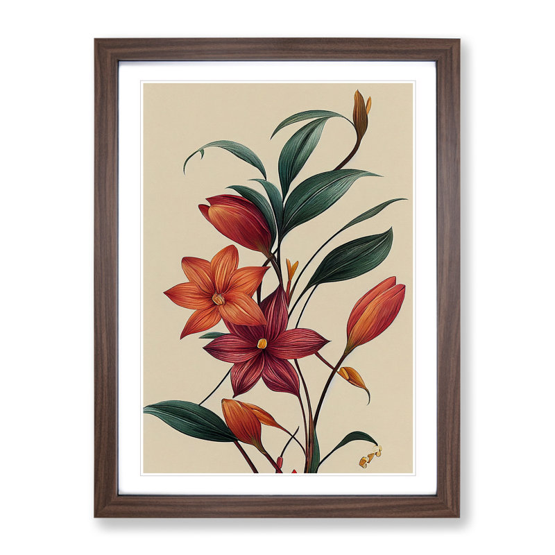 The Classic Flowers No.1 - Single Picture Frame Print, 64cm H x 46cm W x 2cm D, Walnut Framed