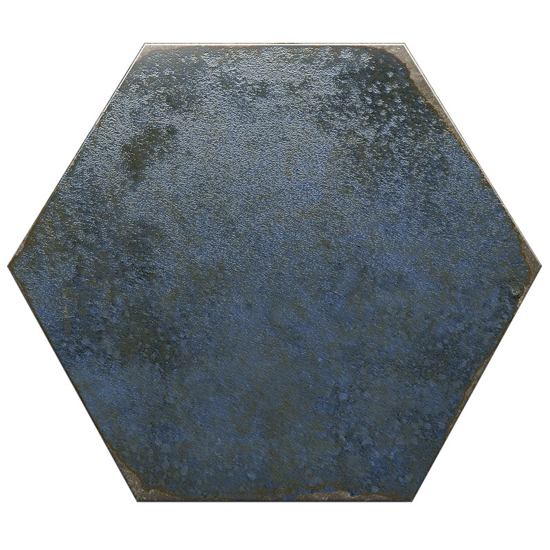 Mandalay Hex 9.13 in. x 10.51 in. Polished Concrete Look Porcelain Floor and Wall Tile, Blue