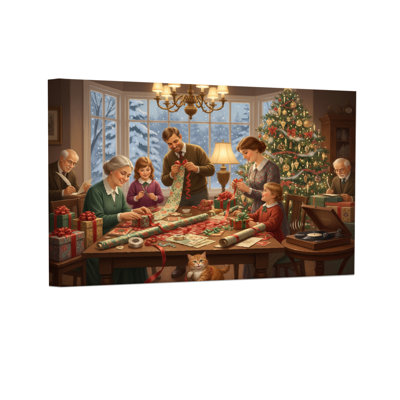 Christmas Family Gathering Christmas Gift Wrapping Scene