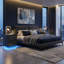 Tables de chevet à DEL noir ultrabrillant avec prises de courant, tables de chevet à 2 tiroirs et table de bout pour la chambre à coucher-127408906