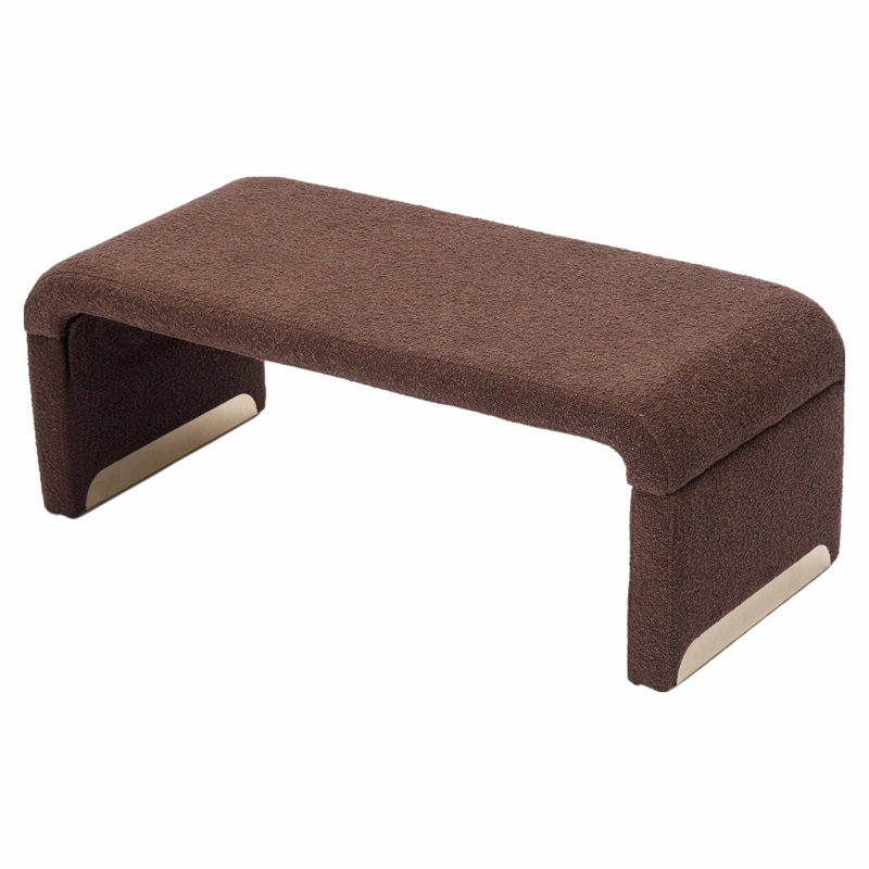 Dant Boucle Fabric Upholstered Bench Ottoman, Brown