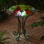  Solar LED Floral Cardinal Glass Bird Bath with Stand - Cardinal