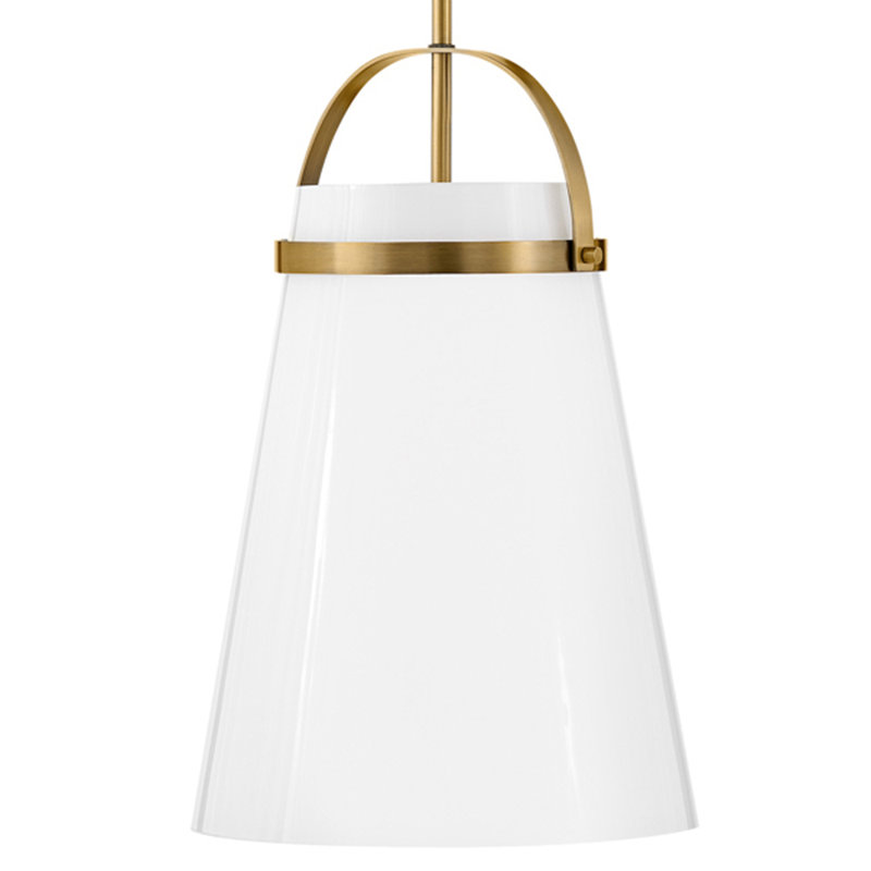 Tori Single Light Farmhouse Pendant with Cased Opal Shade, 19" H x 11.5" W x 11.5" D, Gold