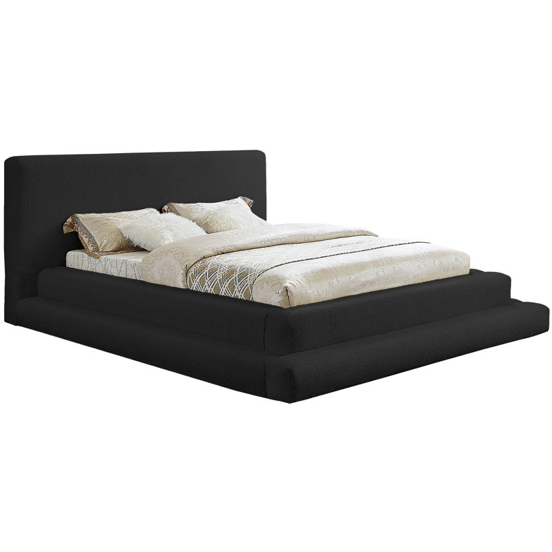 Lit tapissier Hoffarth, Double, Tissu en teddy imitation Shearling noir