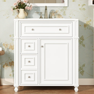 30'' Mid-Century Bathroom Vanity With Ceramic Sink
