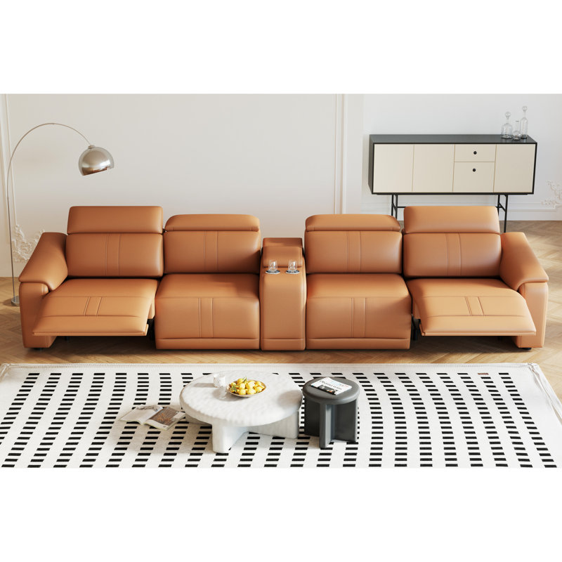 Fauteuil inclinable électrique simple en cuir technique brun, réglable 105 - 175, inclinable électrique, respirant et structure en bois