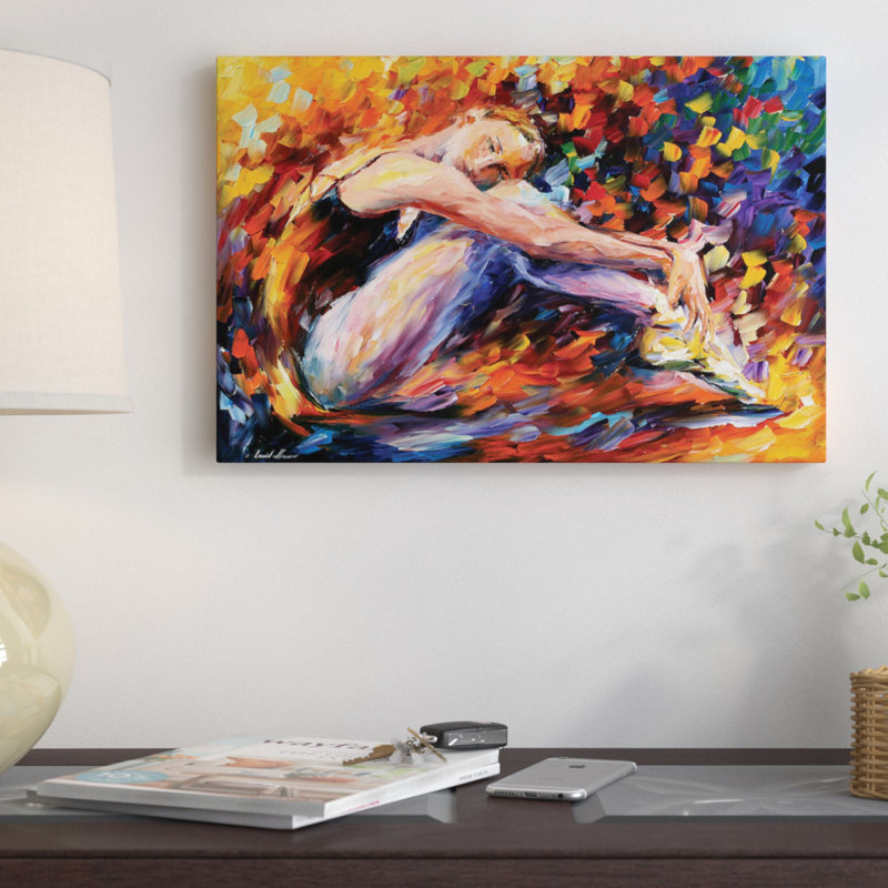 " Resting Ballerina " by Leonid Afremov, 12" H x 18" W x 1.5" D, Wrapped Canvas, No Mat