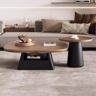 Ensemble de tables basses de couleur noyer