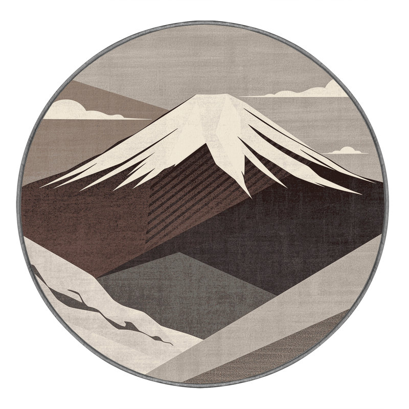 Tapis gris délavé à la machine Pacchiana, Rond 4 pi