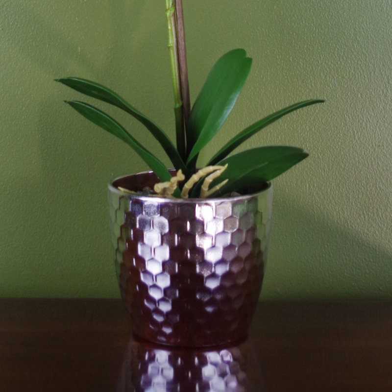 Plastic, Silk Artificial Arrangement in Pot, Pink
