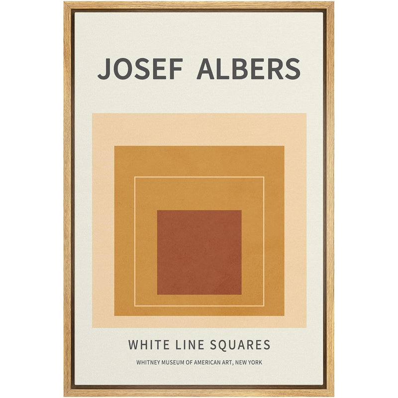 «Abstract Abstract Vibrant Color Blocks Brown and Tan Squares», reproduction encadrée sur toile par Josef Albers, Naturel