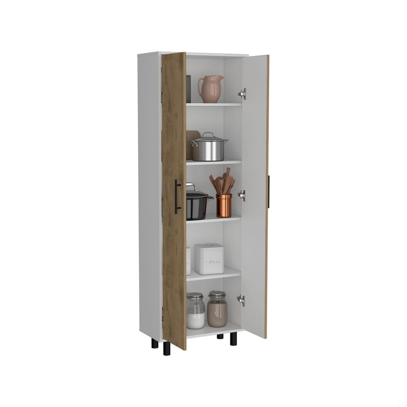Rangement multiple, cinq tablettes, Brun / Blanc