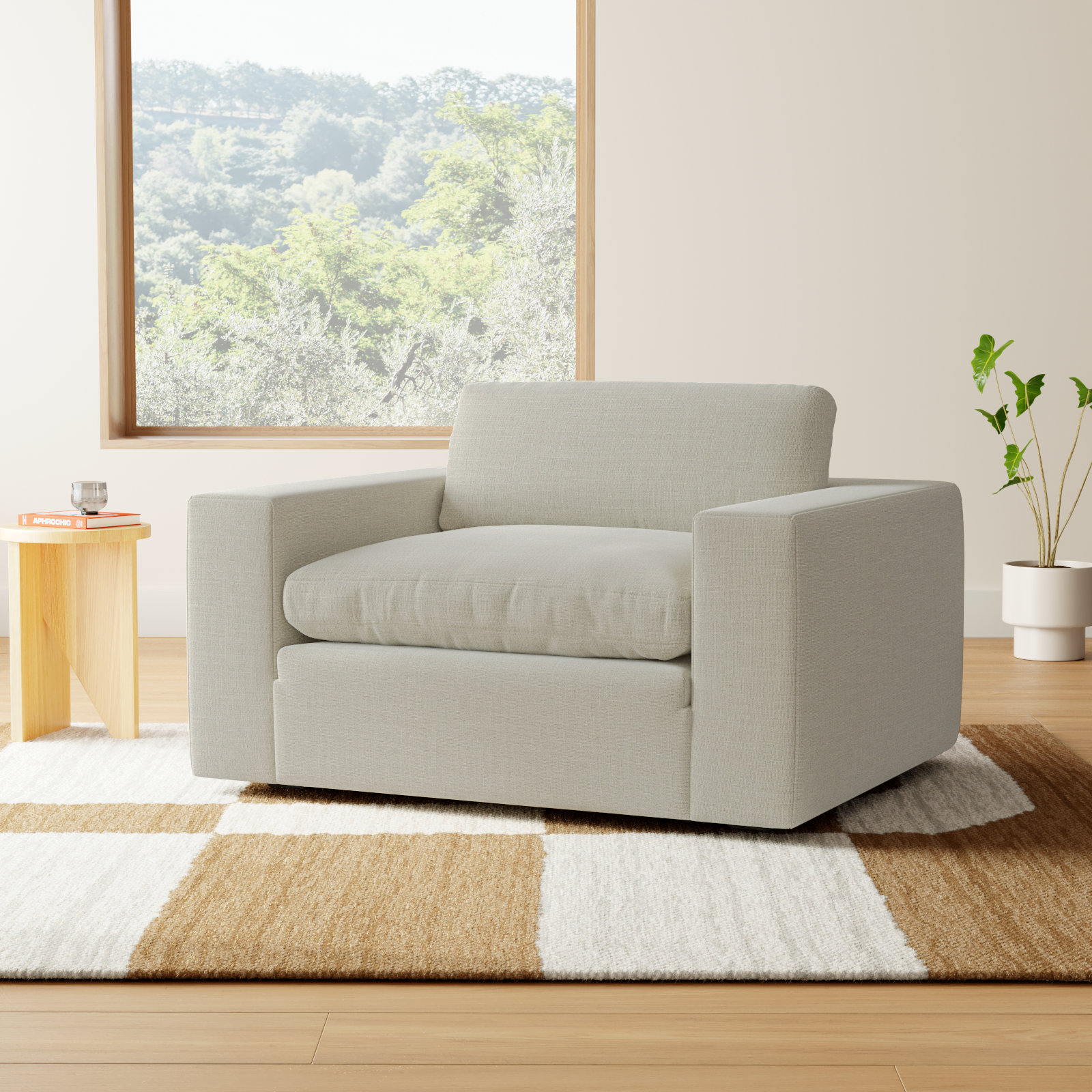 Asher Upholstered Accent Chair, Effie Linen Performance Linen
