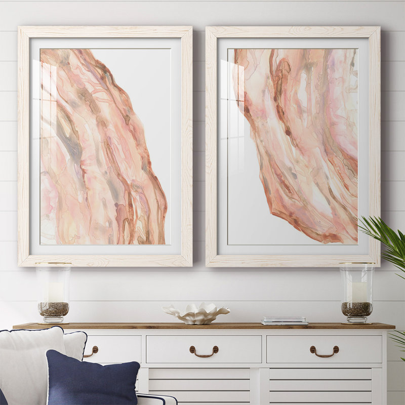 «Rose Quartz I», reproduction encadrée de qualité supérieure - prête à être accrochée, Cadre blanc
