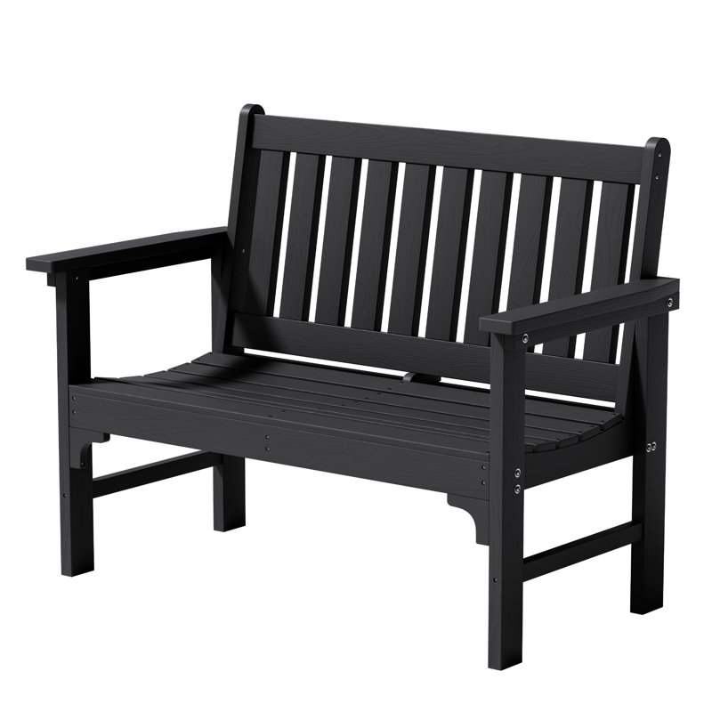 2-Person HDPE Outdoor Bench, All-Weather Resistant Garden Bench for Patio or Lawn