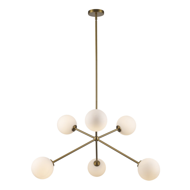 Luminaire suspendu Spoutnik à 6 lumières Minna, Or antique