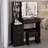 37" Middle Size Left Bedside Cabinet Vanity Table   Cushioned Stool Dresser Set, 2 AC 2 USB Socket, Hair Dryer Stand, Large Touch Control LED Sliding Mirror, 3-Color Switch-2132341241
