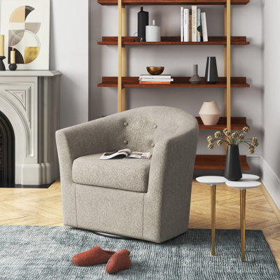Fauteuil demi-tonneau pivotant en polyester capitonné de 82,55 cm de large Antai