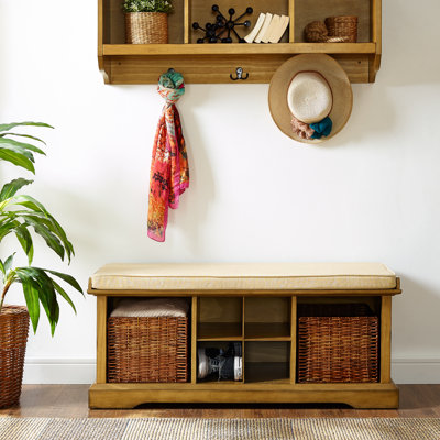 Southold Linen Blend Upholstered Storage Bench