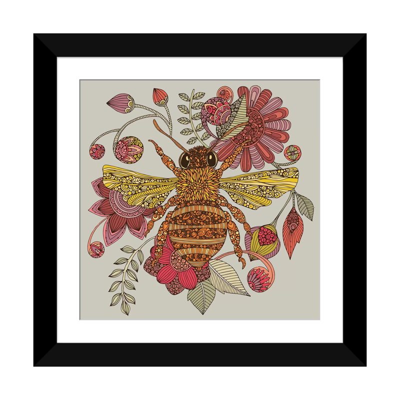 «The Bee», reproduction d'impression sur toile tendue, H 16 po x l 16 po x P 1 po, Papier d'art encadré noir, Blanc