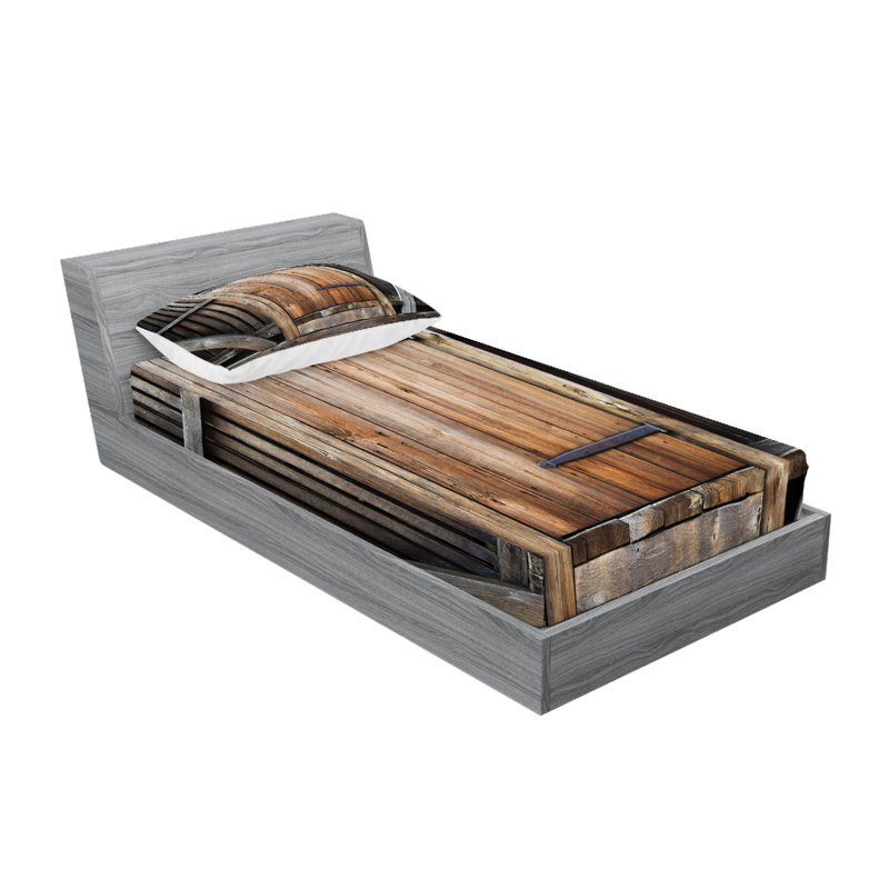 Drap-housse et coussin décoratif Ambesonne, Ensemble de draps pour lit simple + 3 pièces supp