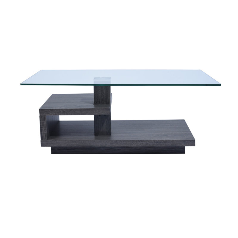 Jamilee Abstract Coffee Table with Storage, Dark Oak