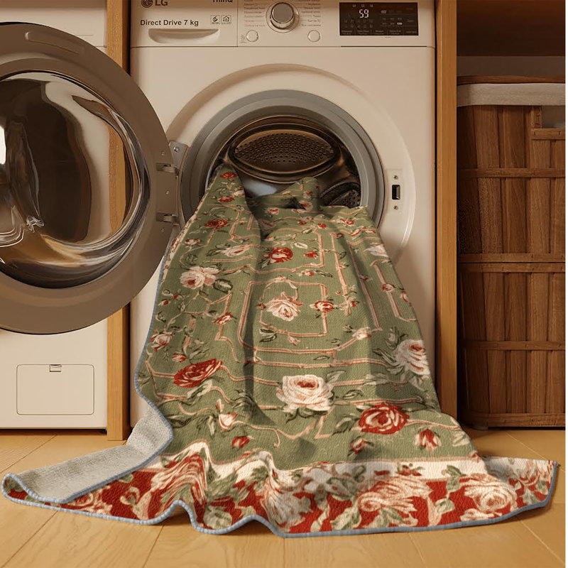 Machine Washable Nature Brown Area Rug, Round 5'